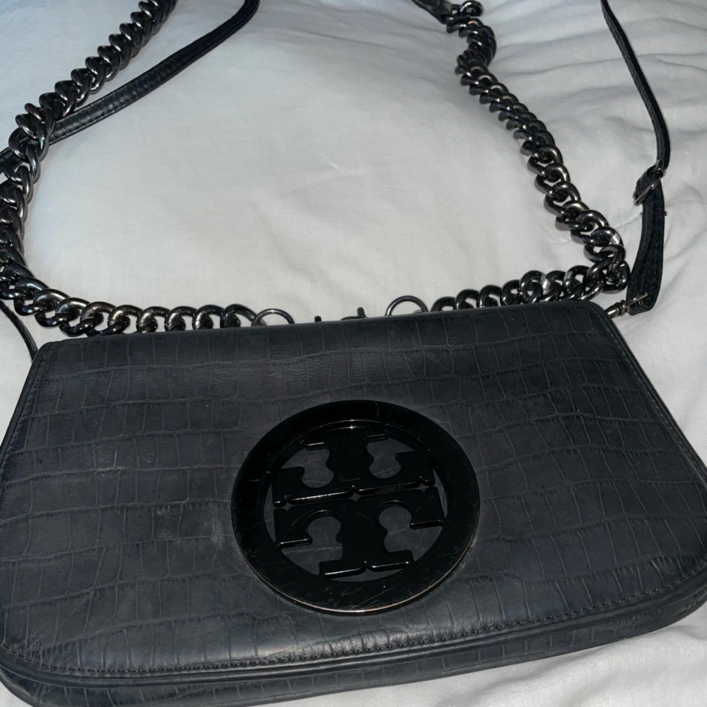 Tory Burch Black Leather Clutch Cross Body